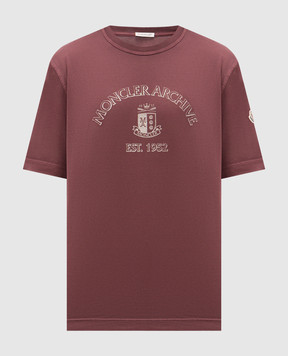 Moncler Burgundy t-shirt with logo print L10918C0001389BAL