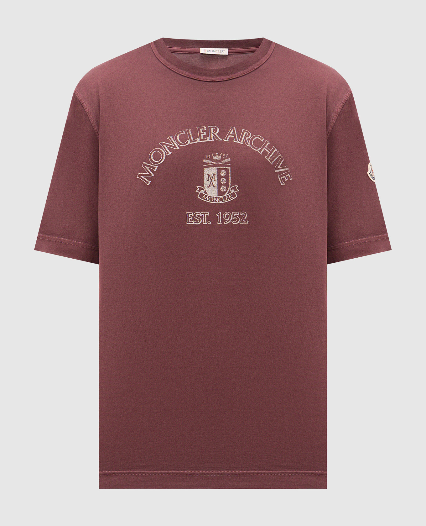 Burgundy t-shirt with logo print Moncler