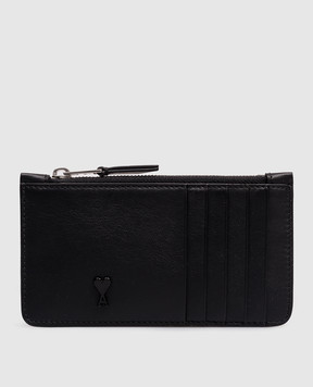 Ami Paris Black leather cardholder with emblem USL703AL0138