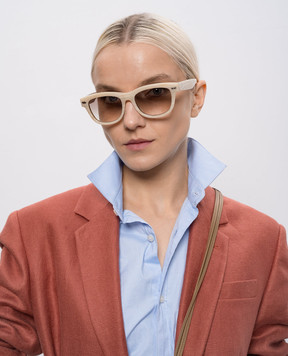 Brunello Cucinelli Beige Iconic Meridian Sunglasses MOCSTEMV22