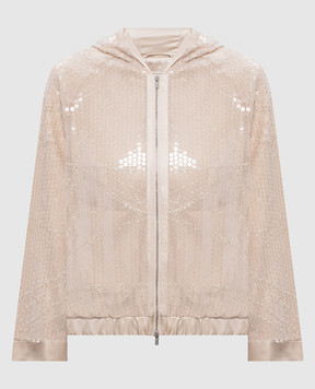 Peserico Beige sports jacket with sequins and glitter A2105403702