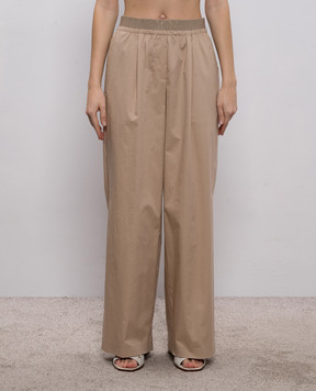 Peserico Beige pants with logo pattern A0460201979