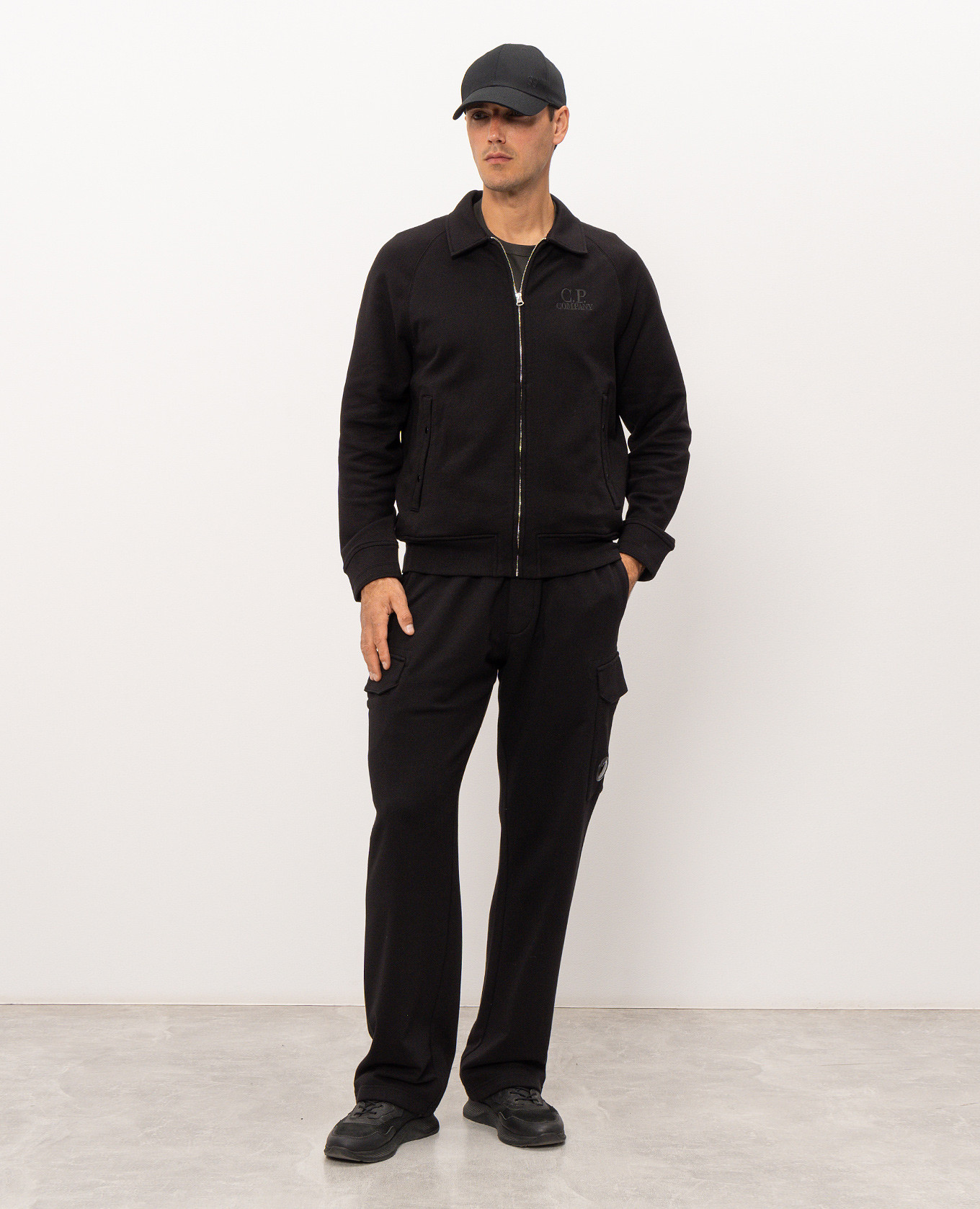 Black sports jacket with logo embroidery C.P. Company 2
