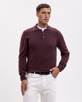 Canali Burgundy wool polo shirt MK02481C0017