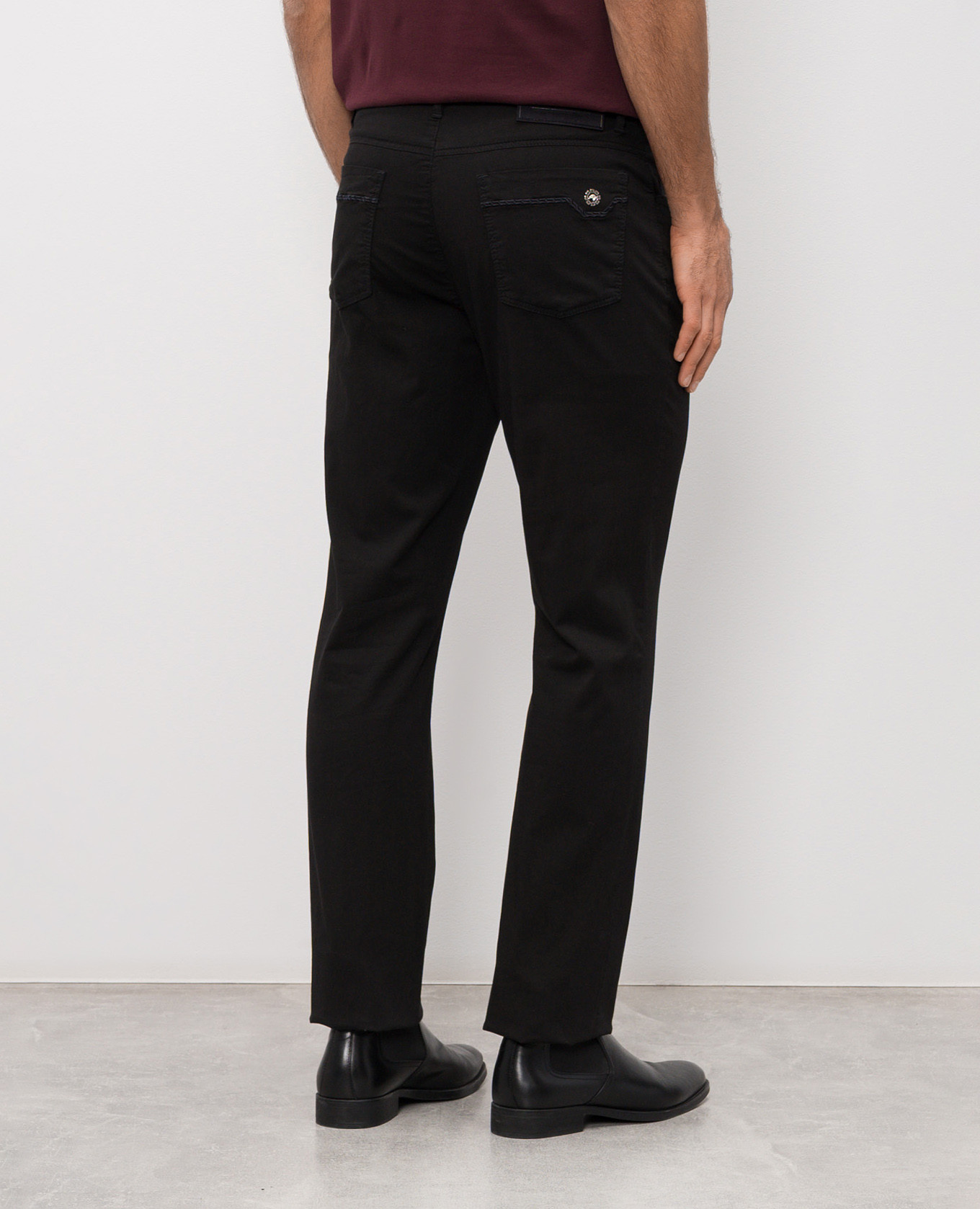 Black pants with logo patch Stefano Ricci 4