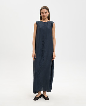 Marc Le Bihan Blue silk dress with a reaper effect 2119