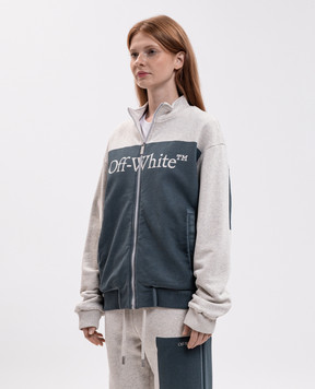 Off-White Blue sports jacket with branded print 2FE00724T