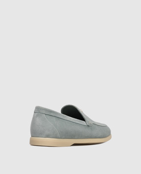 Stefano Ricci Blue suede loafers with emblem UC64G2287SDP
