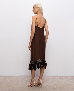 16Arlington Brown Kena dress with lace and feathers DMD722SS2602