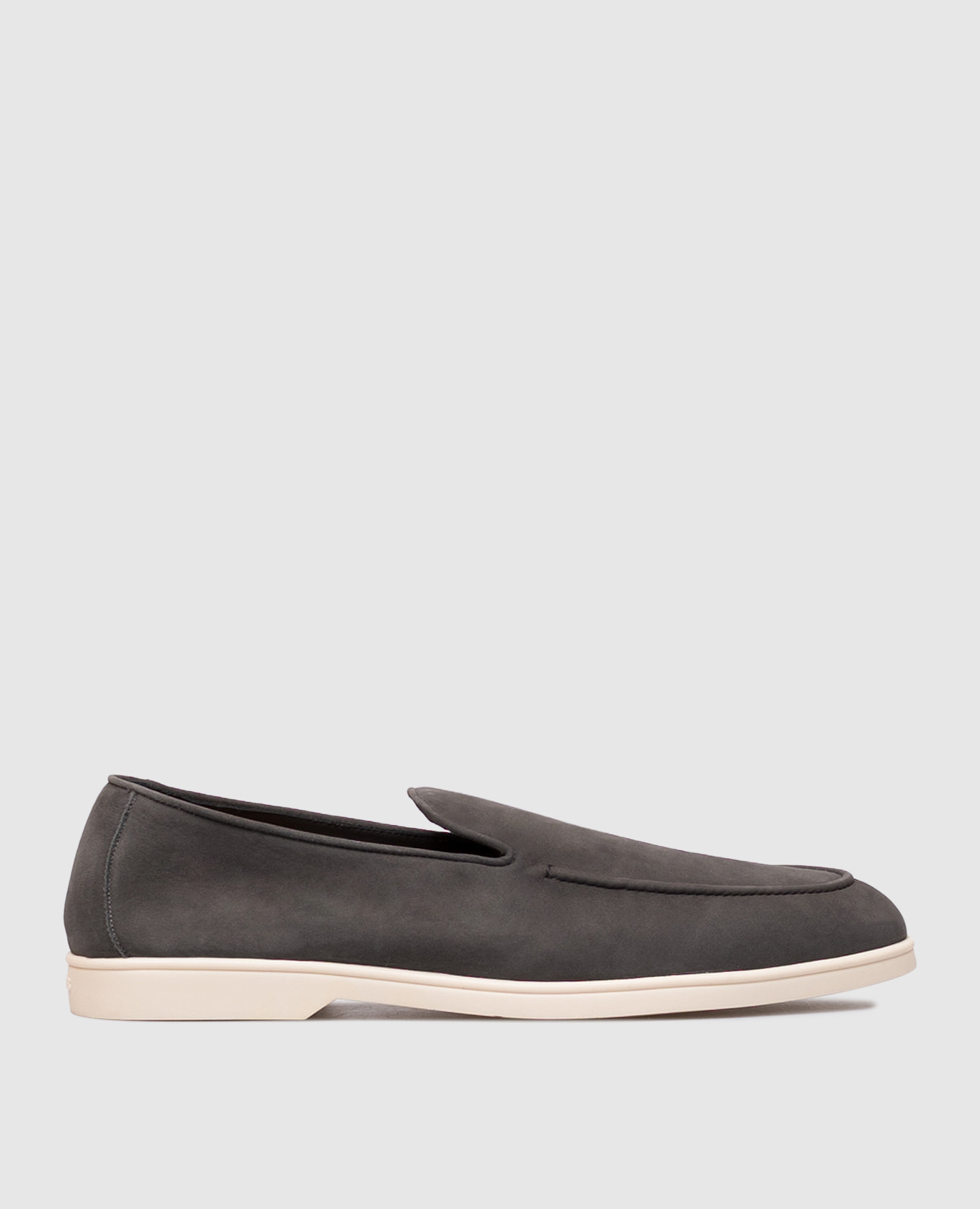 Gray nubuck loafers