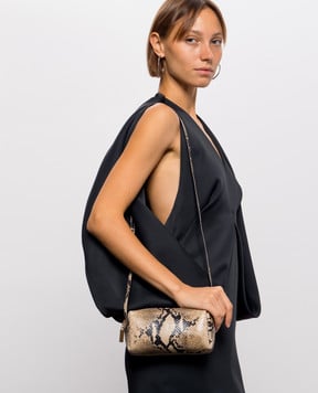 Khaite Kye beige leather bag with reptile print H30411055
