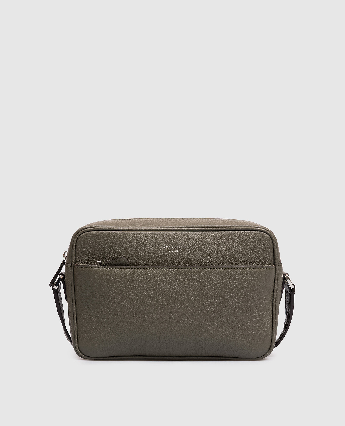 

EAST WEST leather bag, khaki color Serapian