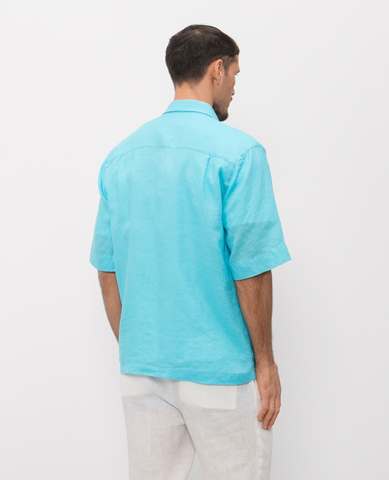 Blue linen shirt with short sleeves Cashmere&Whiskey 4