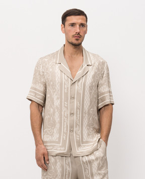 Balmain Beige Foulard shirt with print HH1HN130VJ04