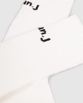 Juun.j White insulated socks with logo pattern JC61KTP011