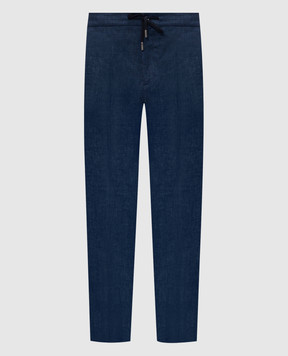 CAPOBIANCO Blue linen pants 20M811LL00