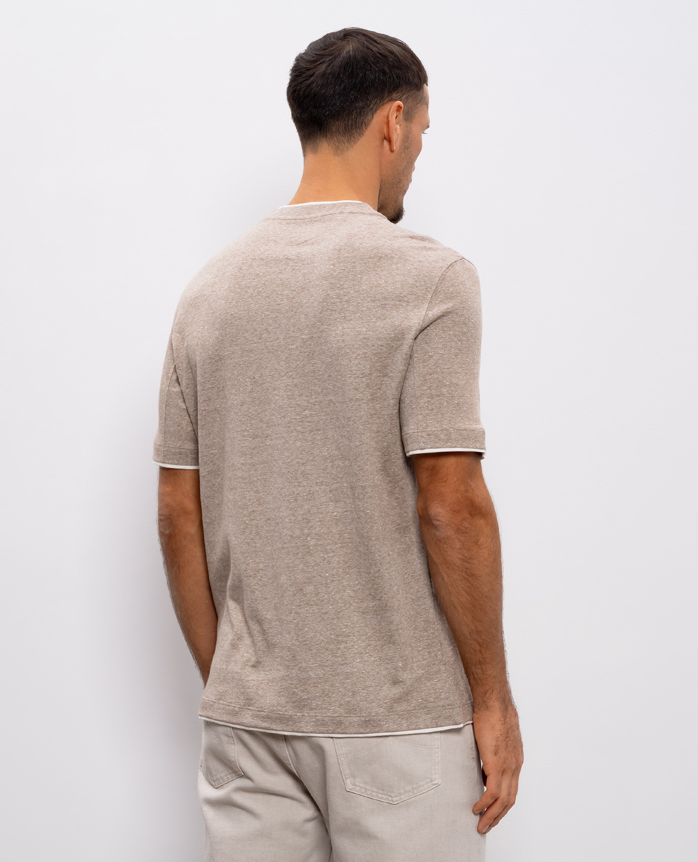 

Beige melange linen T-shirt Brunello Cucinelli