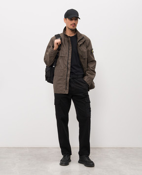 Stone Island Black cargo pants with logo patch L1S153100023S0012