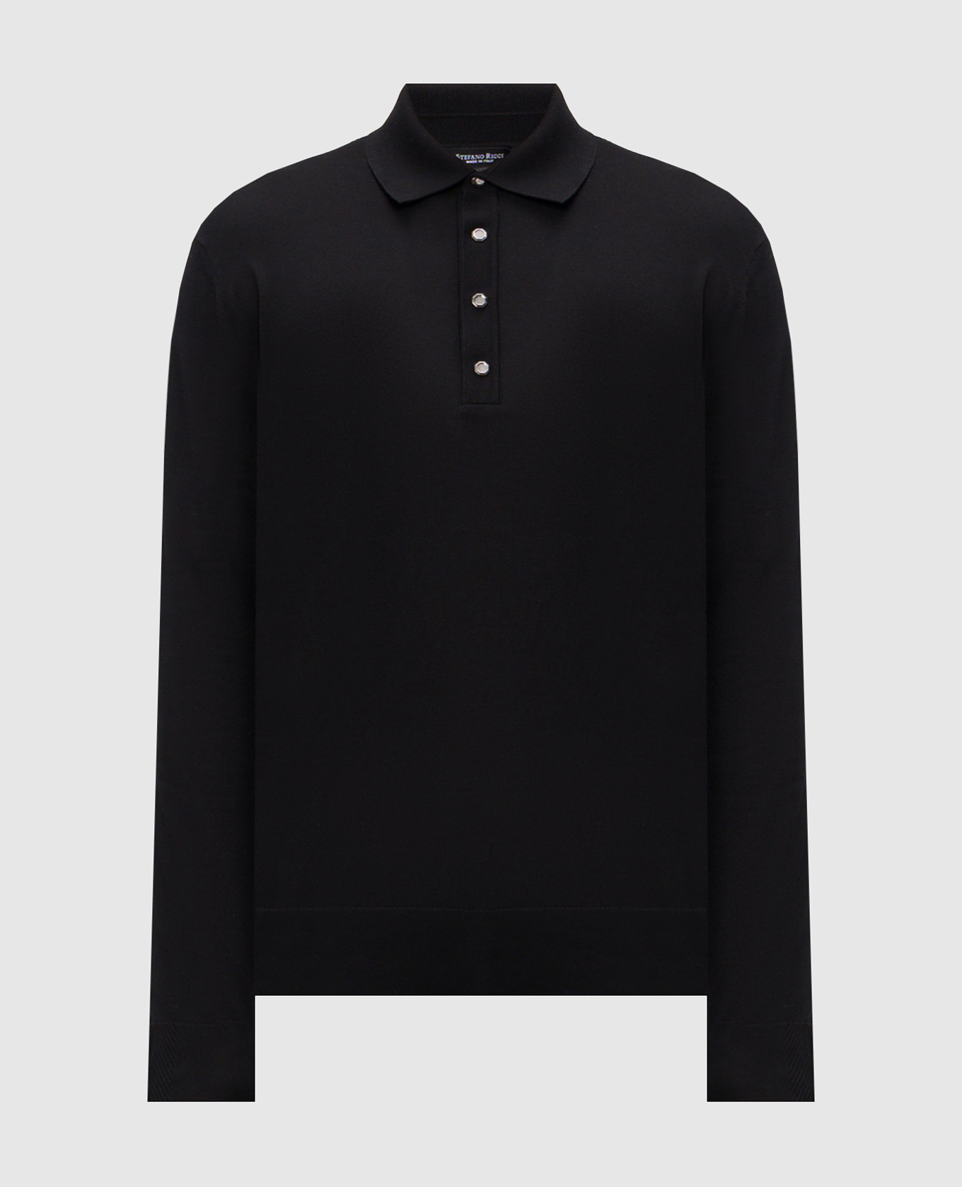 Black long-sleeved polo with silk