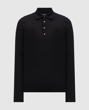 Stefano Ricci Black long-sleeved polo with silk K616440P34F26109