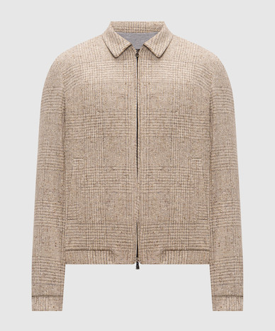 Giacca di lana beige con motivo