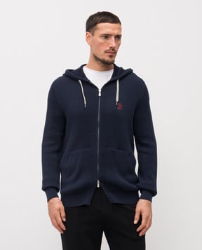 Brunello Cucinelli Blue sports jacket with embroidered emblem M29200416G