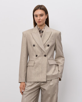 Brunello Cucinelli Beige double-breasted jacket with lurex MG5177241P
