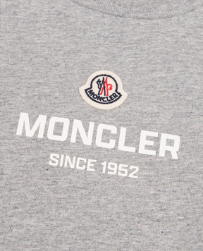 Moncler ENFANT Children's gray T-shirt with contrasting logo L29548C0001189AFV