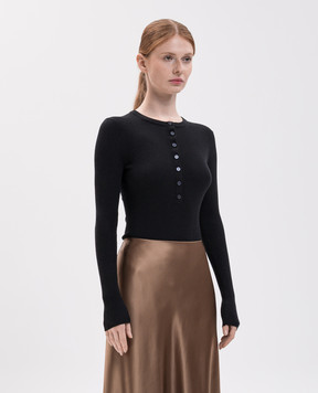 Simkhai Susanne black ribbed silk and cashmere bodysuit 5268009K