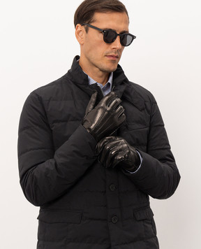 Santoni Black leather gloves AMGUC0051XXAGPP