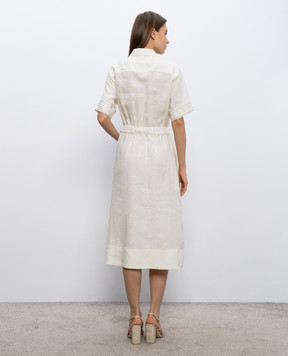 Peserico Ivory linen dress with monil chain S0241602647