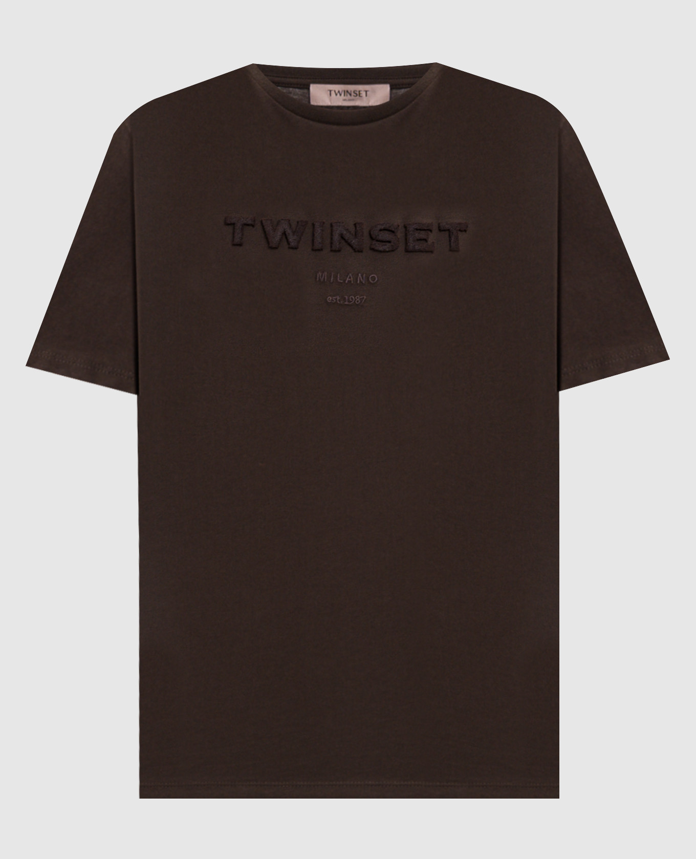 Brown T-shirt with textured logo