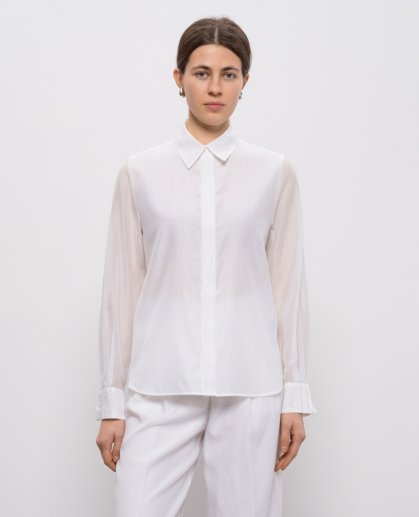 

White silk shirt with chain Peserico