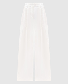 Brunello Cucinelli White silk palazzo with monil chain MH530P9165