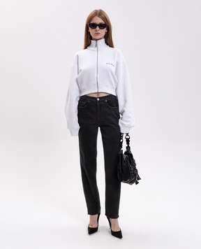 Off-White White cropped sports jacket with logo print 2FE00508T