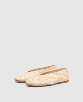 Bottega Veneta Beige leather braided ballet flats Rosa 837887V4VE0