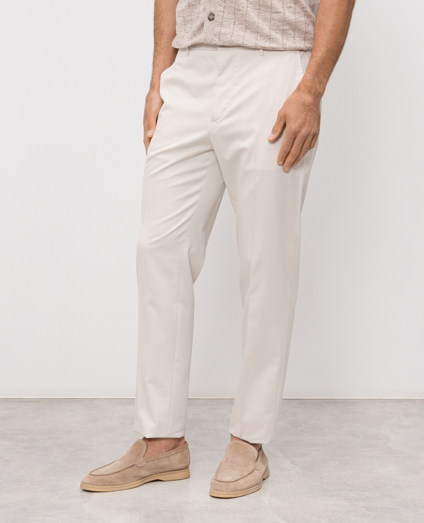 Ivory wool trousers Peserico 3