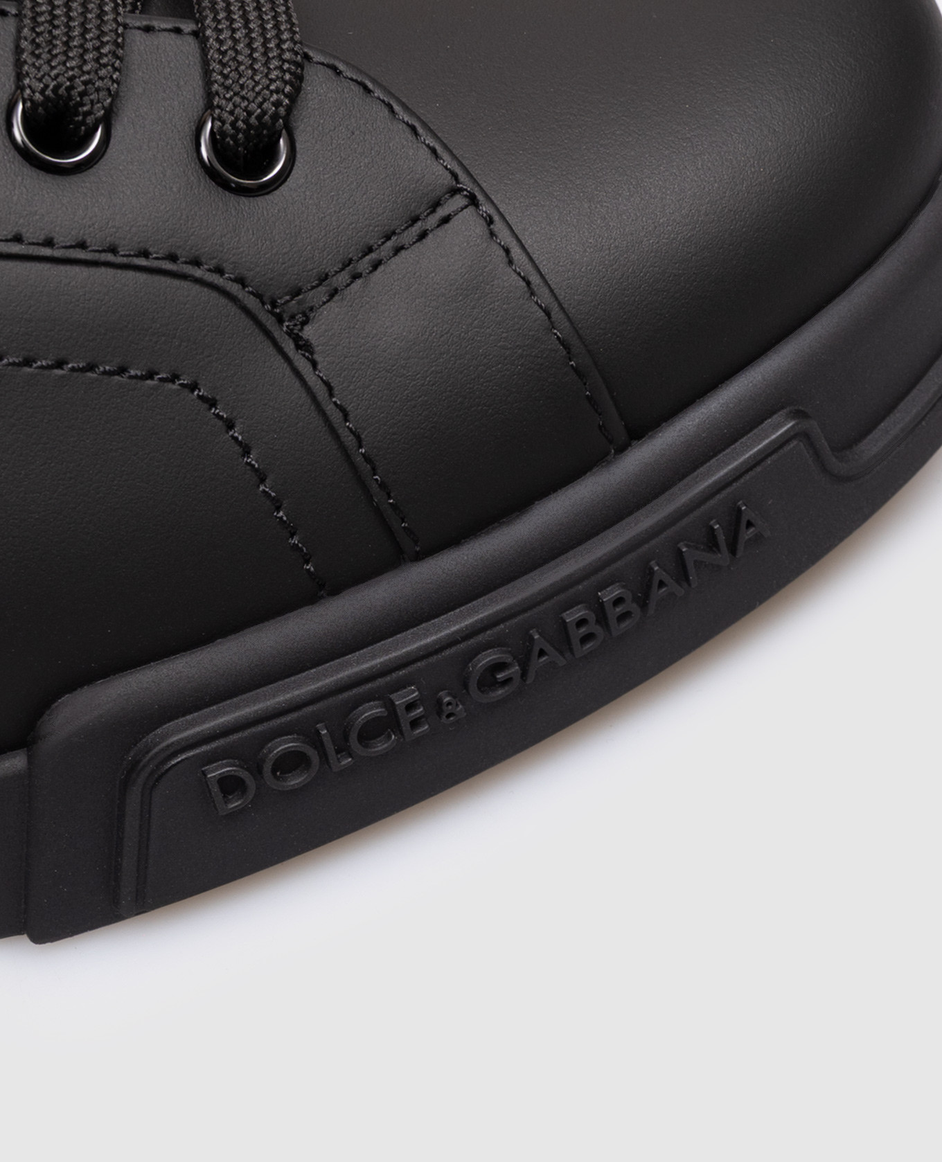 Black leather Portofino Light sneakers with logo Dolce&Gabbana 5