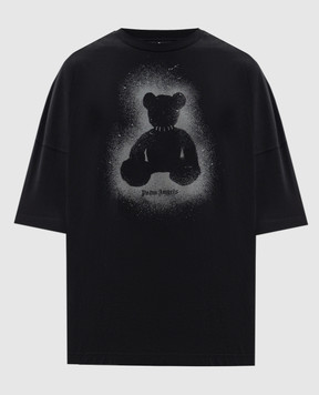 Palm Angels Black T-shirt with Spray Bear print PMAA10BS26JER002