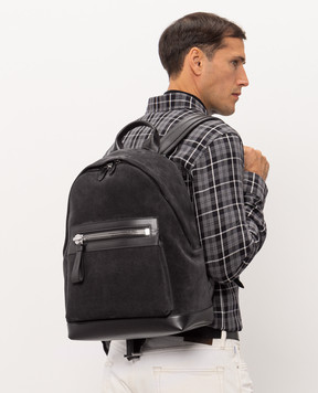Tom Ford Gray suede backpack H0397LCL323S