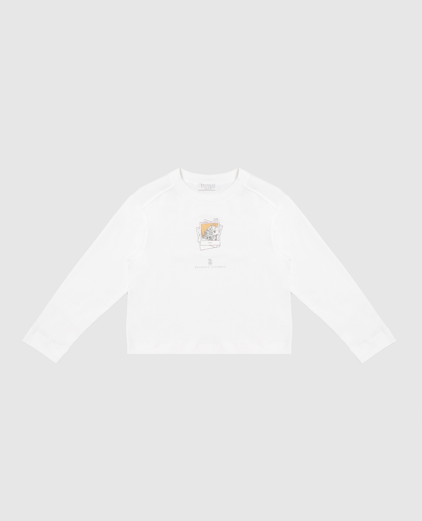 Children's white long-sleeve shirt with print Brunello Cucinelli