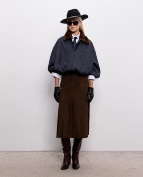 Simonetta Ravizza Brown suede skirt Pat F06SK77S1