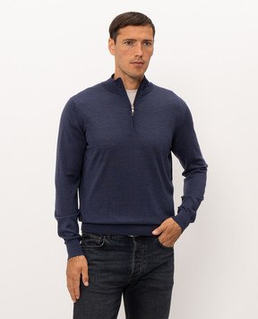 Doriani Cashmere Blue wool, silk and cashmere jumper with zipper 1818179