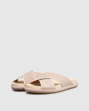 Santoni Beige suede flip-flops WHXA72177GOMNUPI