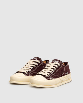 Premiata Vincentd burgundy suede sneakers with crocodile embossed pattern VINCED158611