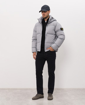 Stone Island Grey down jacket with logo patch L2S154100013S0483