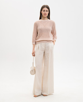 Peserico Pink linen jumper with sequins S99134F059263A