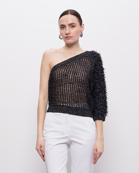 Peserico Black openwork lurex top with an open shoulder E99503F059182C