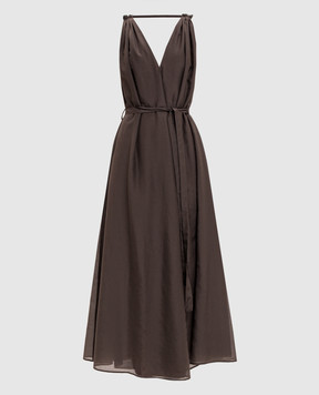 Solotre Brown dress with silk M1AB0098