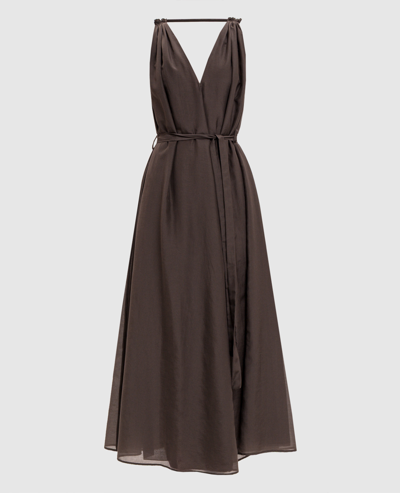 Brown dress with silk